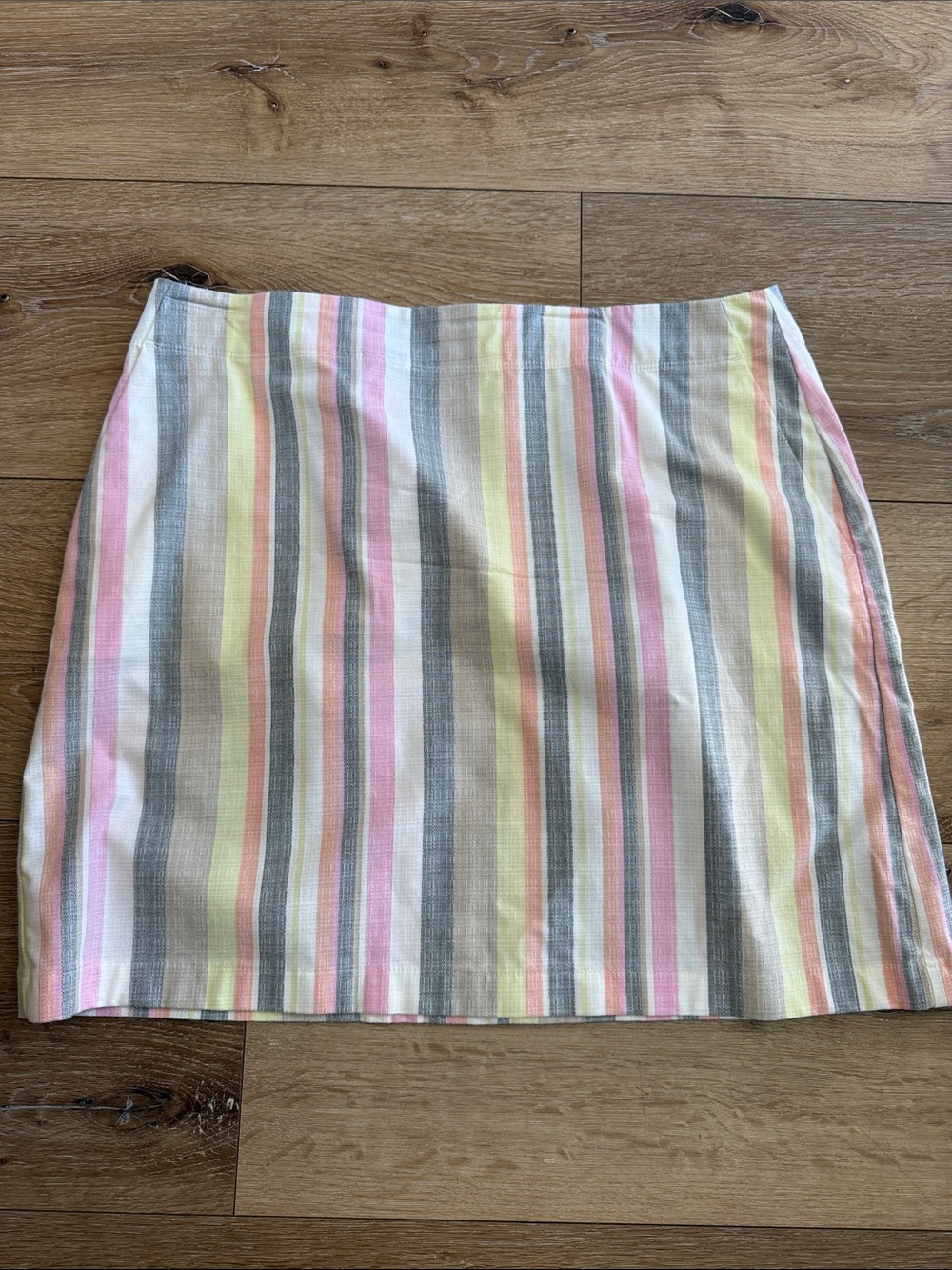 LOFT Pastel Vertical Stripe Mini Skirt - Pink, Yellow, Gray, Cream, White